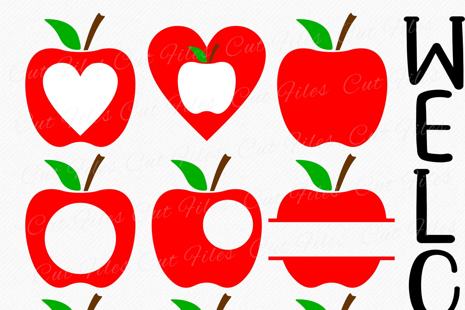 Apple SVG Bundle, Apple Monogram Name Frame SVG, Apple Rainbow SVG ...