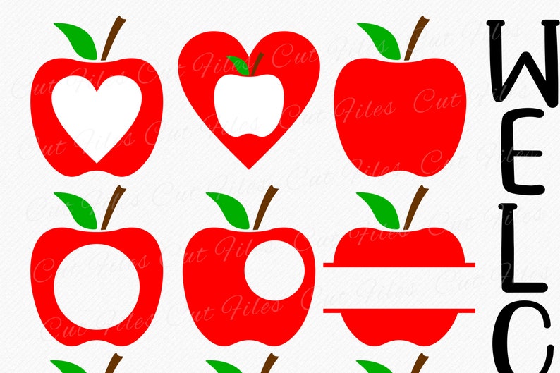 Apple SVG Bundle, Apple Monogram Name Frame SVG, Apple Rainbow SVG ...