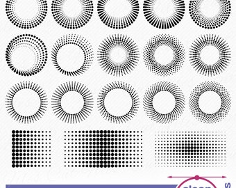 Halftone Circle Border Template SVG dot frames Clipart Bundle, Halftone Bubble, Halftone Pattern, Border background, Halftone Dots
