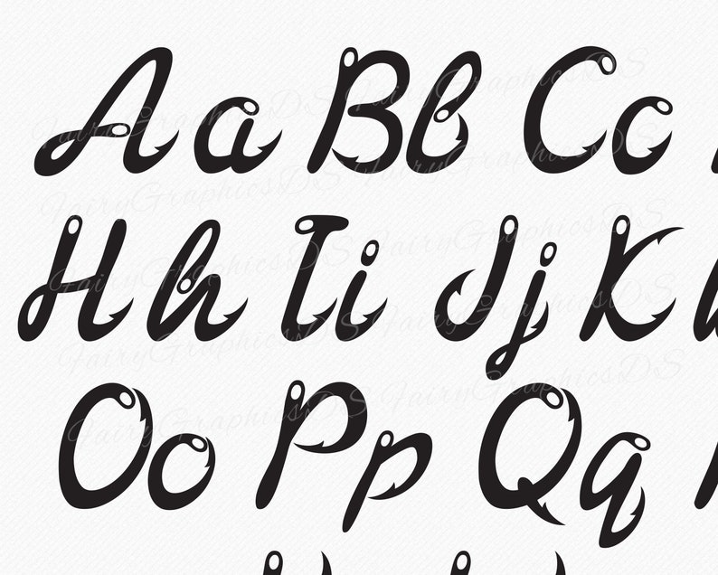 Fish Hook Fishing Font TTF OTF SVG Fish Hooks Letters Etsy Hong Kong