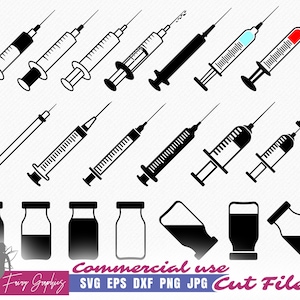 Syringe SVG Bundle | Doctor SVG | Hospital Vector and Clipart Designs - cutting files