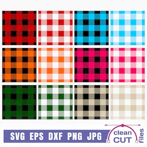 Buffalo Plaid SVG vektorbunt, röd blå orange rosa grön ecru rutig sömlös mönster mall textur bakgrund klipp png clipart-filer