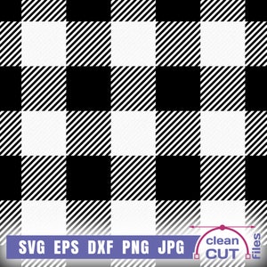 Buffalo Plaid SVG vector, Black and White Check Seamless Pattern Template Texture Background cutting and clipart files