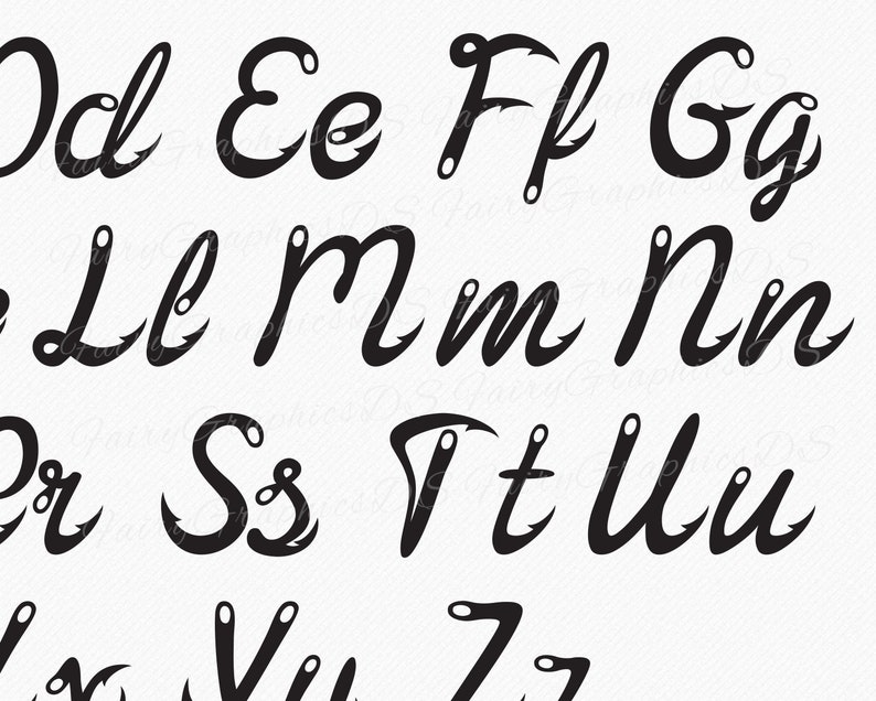 Fish Hook Fishing Font TTF OTF SVG Fish Hooks Letters Etsy Hong Kong