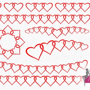 Corazones conectados SVG / Corazones enlazados SVG / 2 corazones enamorados vector, archivos de corte y clipart SVG de San Valentín - uso comercial svg