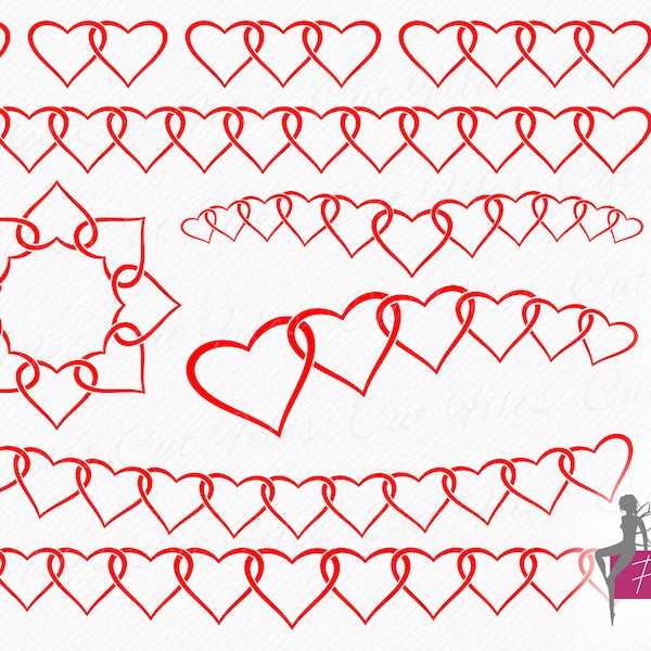 Connected Hearts SVG | Linked Hearts SVG | 2 harts love vector,  Valentine's Day SVG cutting and clipart files - commercial use svg