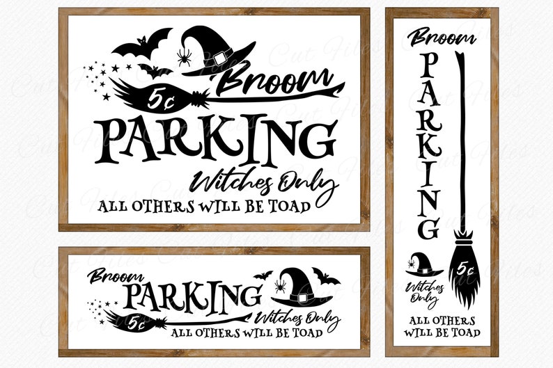 Broom Parking SVG for Halloween Sign, Witches Only Porch Sign File - 3 ...
