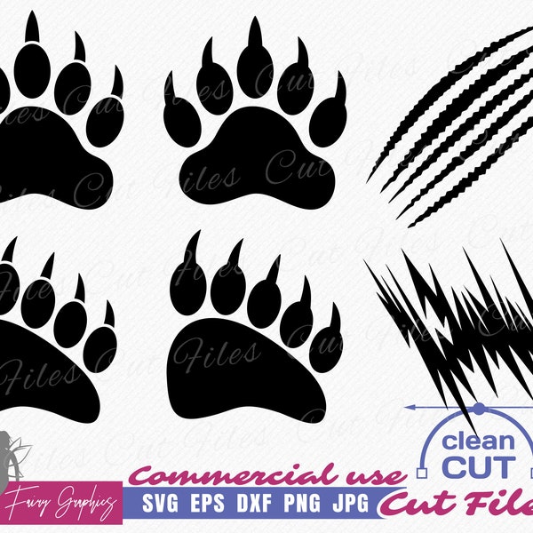 Bear Paw Print SVG, Bear Paw Foot Print SVG, Digital Download | Cricut, Silhouette, Glowfroge, vector cutting and clipart files