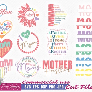 Bundle de motifs pastel pour la fête des mères SVG, conception de chemises pour maman, 16 images vectorielles drôles, bonne fête des mères, vie de maman