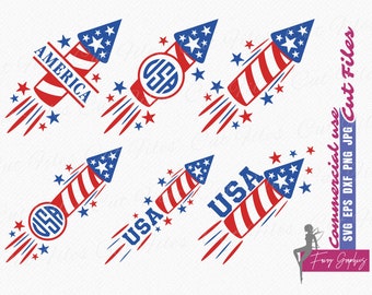 Firecracker USA SVG America 4th of July Fireworks cutting and clipart files