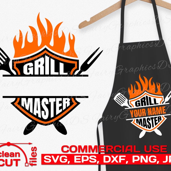 Grill Master SVG your Name Apron Grill SVG design - commercial use svg