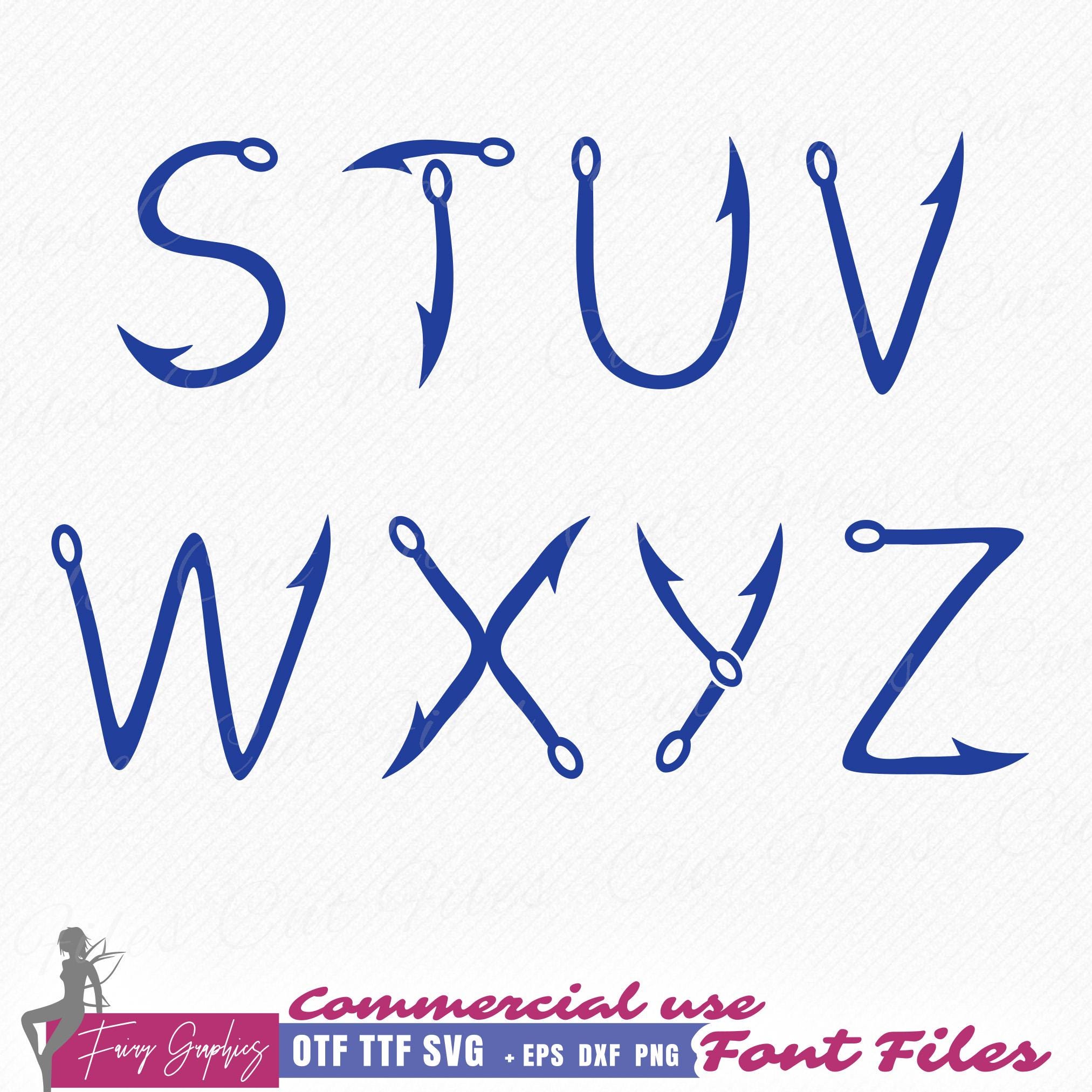 Font Fishing Rods Fishing Font TTF OTF SVG, Installable Fishing Hook Font, Ttf Otf System ...