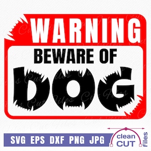 Warning Beware of Dog Sign SVG Angry Dog Sign Animal Dog Bite Clipart, Decal, Cutting - vector files