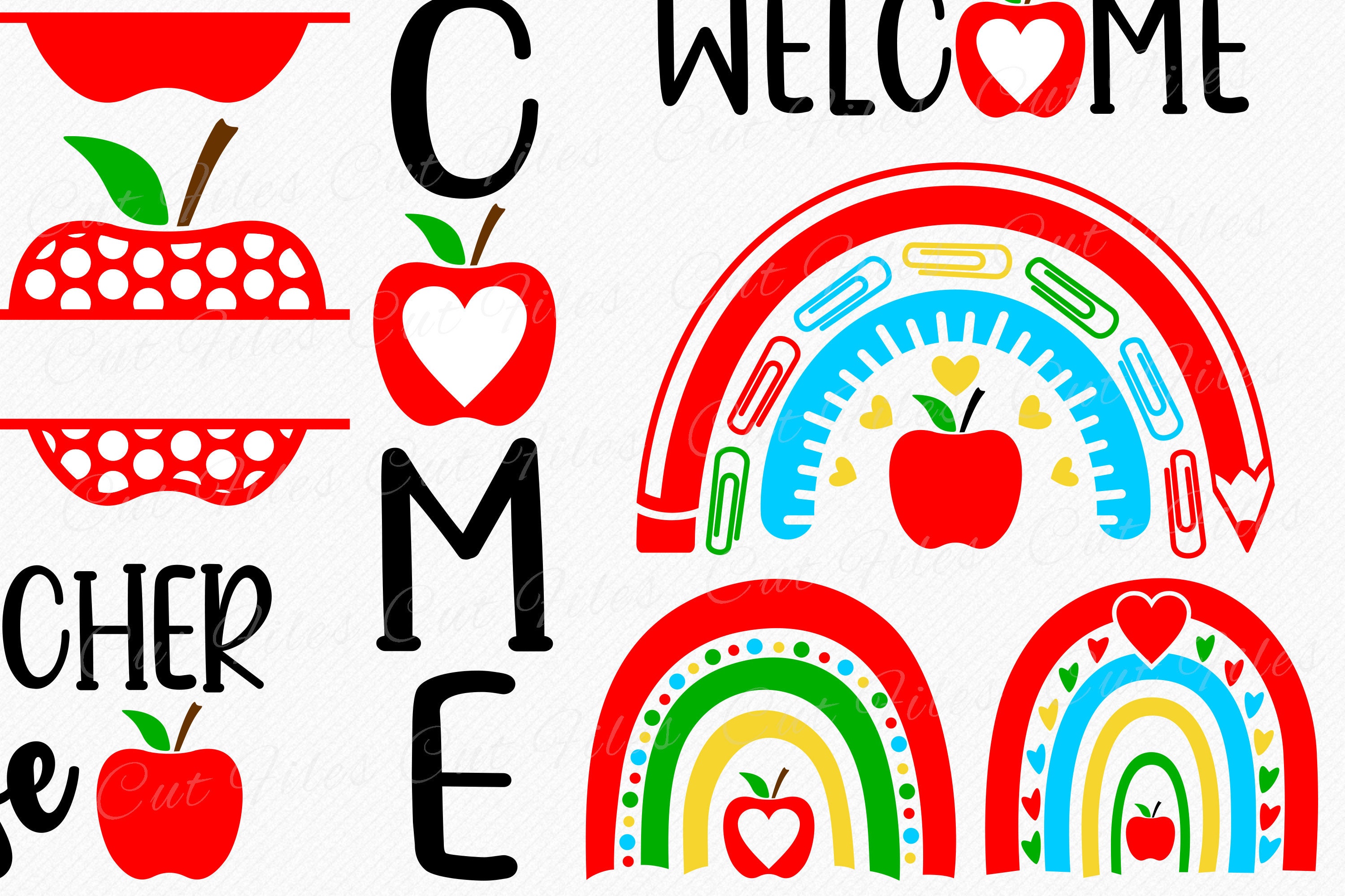 Apple SVG Bundle, Apple Monogram Name Frame SVG, Apple Rainbow SVG ...