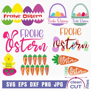 Frohe Ostern Plotter File SVG Plotterdatei Ostern German Plotter File Designs Osterhase Ei - digital Download Cricut Silhouette Plotting