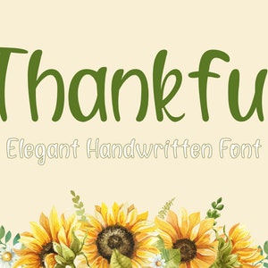 Fuente Thankful, fuente manuscrita, fuente Boho, alfabeto de marca, letras de boda, fuente linda, fuente TTF OTF con letras a mano, alfabeto True Type