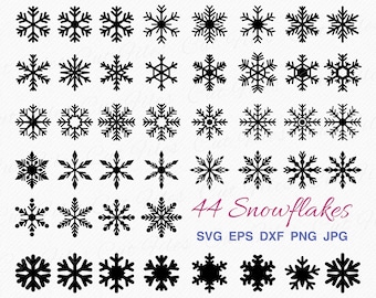 Sneeuwvlok SVG PNG-bundel, kerst-SVG-snij- en clipart-bestanden voor silhouet en Cricut - svg voor commercieel gebruik