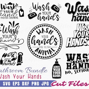 Was je handen SVG-bundel | 9 vector badkamercitaten - svg voor commercieel gebruik