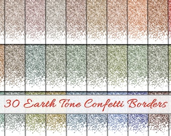 Earth Tone Glitter Confetti Borders | 30 Earth Tone Glitter Overlay Background Images, Earth Color palette Borders PNG, Clipart