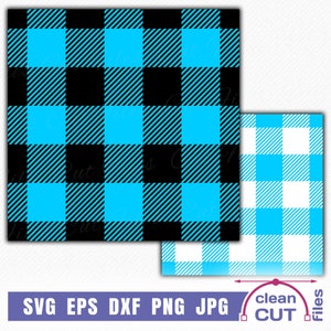 May include: A digital download of two seamless plaid patterns in black and turquoise blue. The patterns are ideal for crafting projects, scrapbooking, and digital design.