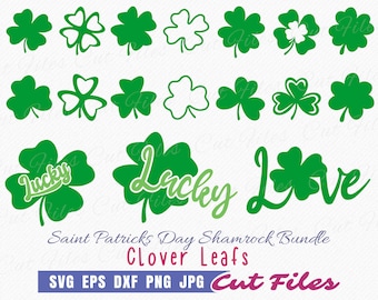 Shamrock SVG Bundle, Clover Leaf Template, Saint Patricks Day Svg, Four Leaf Clover cut files for Cricut and Silhouette - commercial use svg