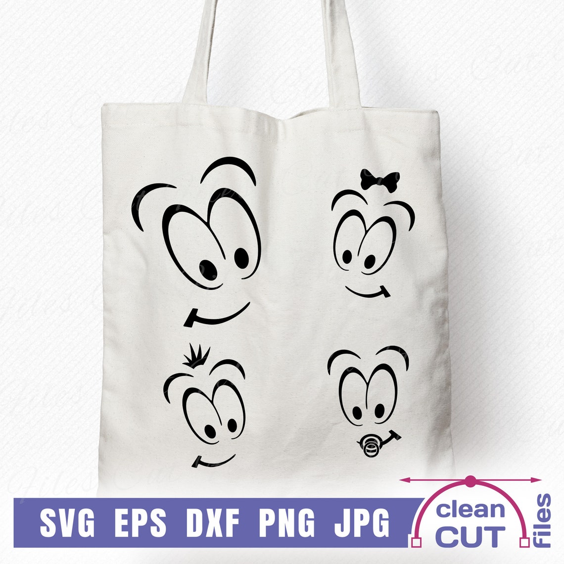 Happy Family Faces SVG Funny Cartoon Smiley Cutting and Vector Clipart ...