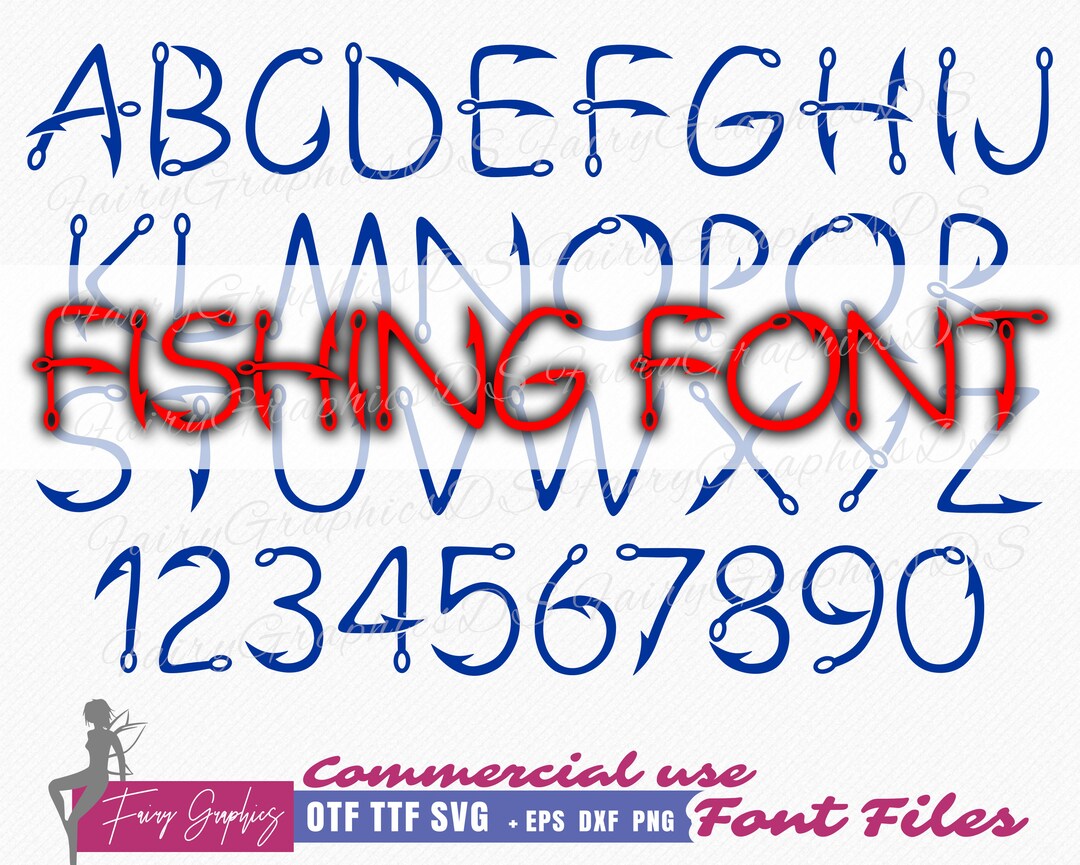 Fishing Font TTF OTF SVG, Installable Fishing Font, Hook Font, System