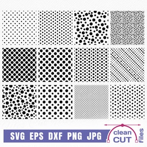 Polka Dot Muster SVG Bundle, Nahtloser Vektor Vorlage Schneide- und Clipart-Dateien, Retro große und kleine Texturbilder