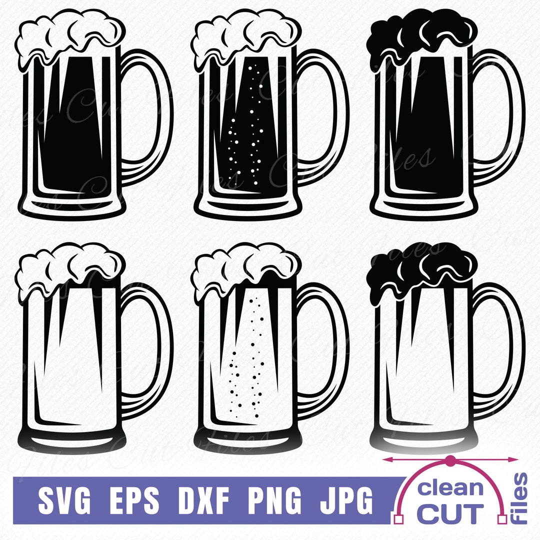 Beer Mug Export Glass SVG Vector Designs, Mug Full of Beer, Bubbles ...