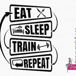 Eat Sleep Train Repeat SVG, Eat Sleep Repeat SVG, t-shirt design - commercial use svg