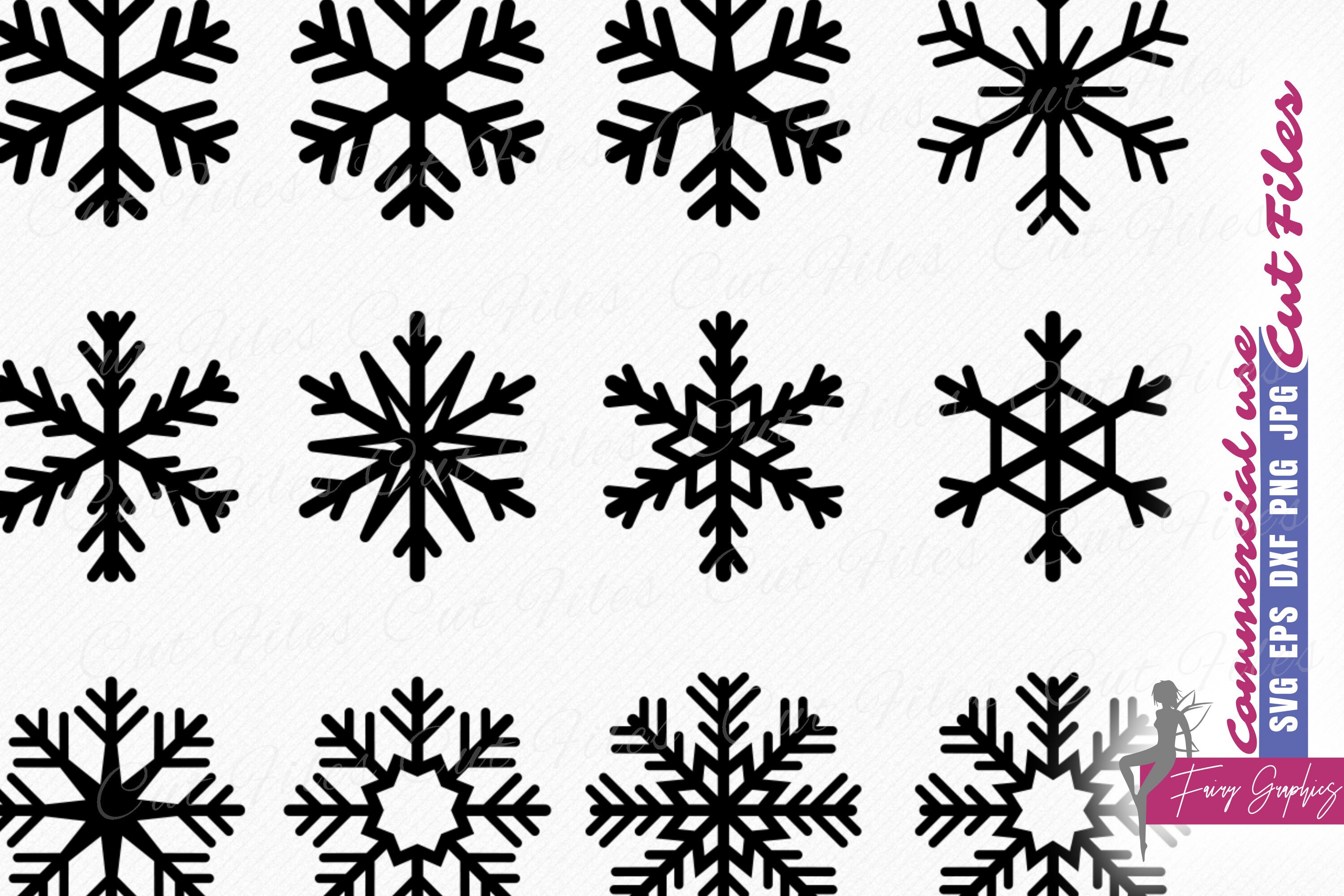 Snowflake SVG PNG Bundle, Christmas SVG Cutting and Clipart Files for ...