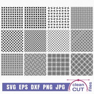 バスケット織り SVG バンドル、白黒のシームレスなバスケット織りパターン テンプレートの切り取りとクリップアート ファイル、幾何学的なバスケット テクスチャ