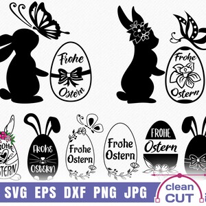 Frohe Ostern Ei Hase Plotter File SVG Plotterdatei Ostern German Plotter File Designs Osterhase Bundle - digital Download Cricut Silhouette
