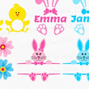 Easter SVG Bundle, Easter Frame SVG, Easter Egg Svg, Bunny Name Frame ...