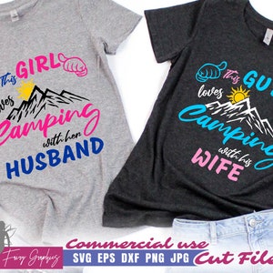 Campingfru och make SVG, T-shirtdesign för tjej och kille, Par SVG-klipp- och clipartfiler - filer för kommersiellt bruk