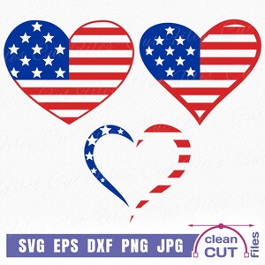USA Heart SVG - 4th of July Cricut Silhouette Cut File / Commercial use Instant Download Clip art