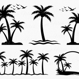 Palm Tree SVG Silhouette Bundle Clipart Cut Files Tropical - Etsy