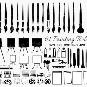 Art Supplies SVG Bundle Painting Tools, Paint Brush SVG, Painting Palette svg vector, Painting Clipart, Easel svg, Cutting and Clip Art
