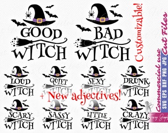 Good Witch Bad Witch SVG Shirt Designs, Halloween Vector SVG Cutting and Crafting files - Clipart files - commercial use