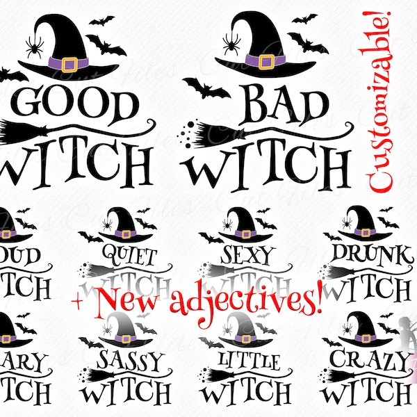 Good Witch Bad Witch SVG Shirt Designs, Halloween Vector SVG Cutting and Crafting files - Clipart files - commercial use