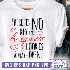 Geluk SVG vector quote Motivation for Life Design - er is geen sleutel tot geluk, de deur staat altijd open. SVG-T-shirtontwerp