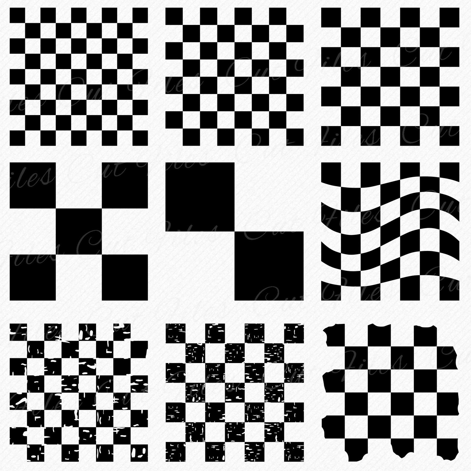 Checker Patterns SVG Bundle, Distressed Twisted Grunge Circle Border ...