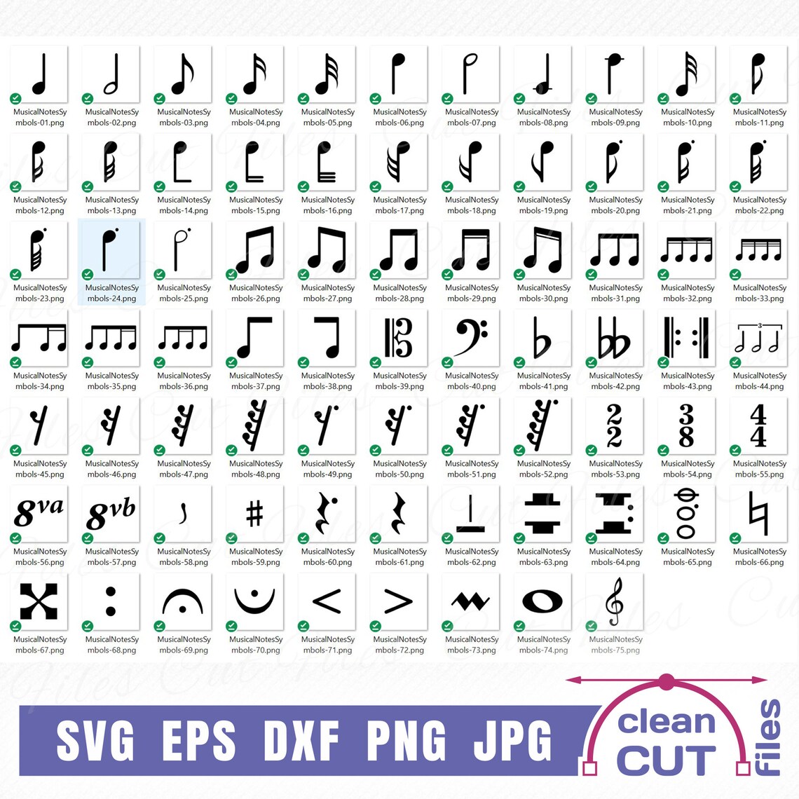 Musical Notes and Symbols SVG Bundle Musical Vector and Clipart Cutting ...