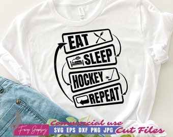 Eat Sleep Hockey Repeat SVG - Love Hockey SVG | Hockey t-shirt, Hockey Shirt vector, clipart and cutting files - commercial use svg