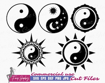 Arte de parede Yin Yang SVG, clipart | arquivos de corte e clipart de vetores yin e yang