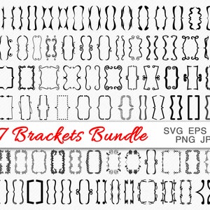Paquete de soportes de decoración SVG con paréntesis de texto, archivos vectoriales y clipart/SVG ornamentales/Bordes de texto florales