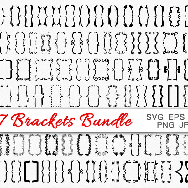 Bracket SVG Decoration Braces Bundle Text Parenthesis vector and clipart Files/ Ornamental SVG/ Floral Text Borders