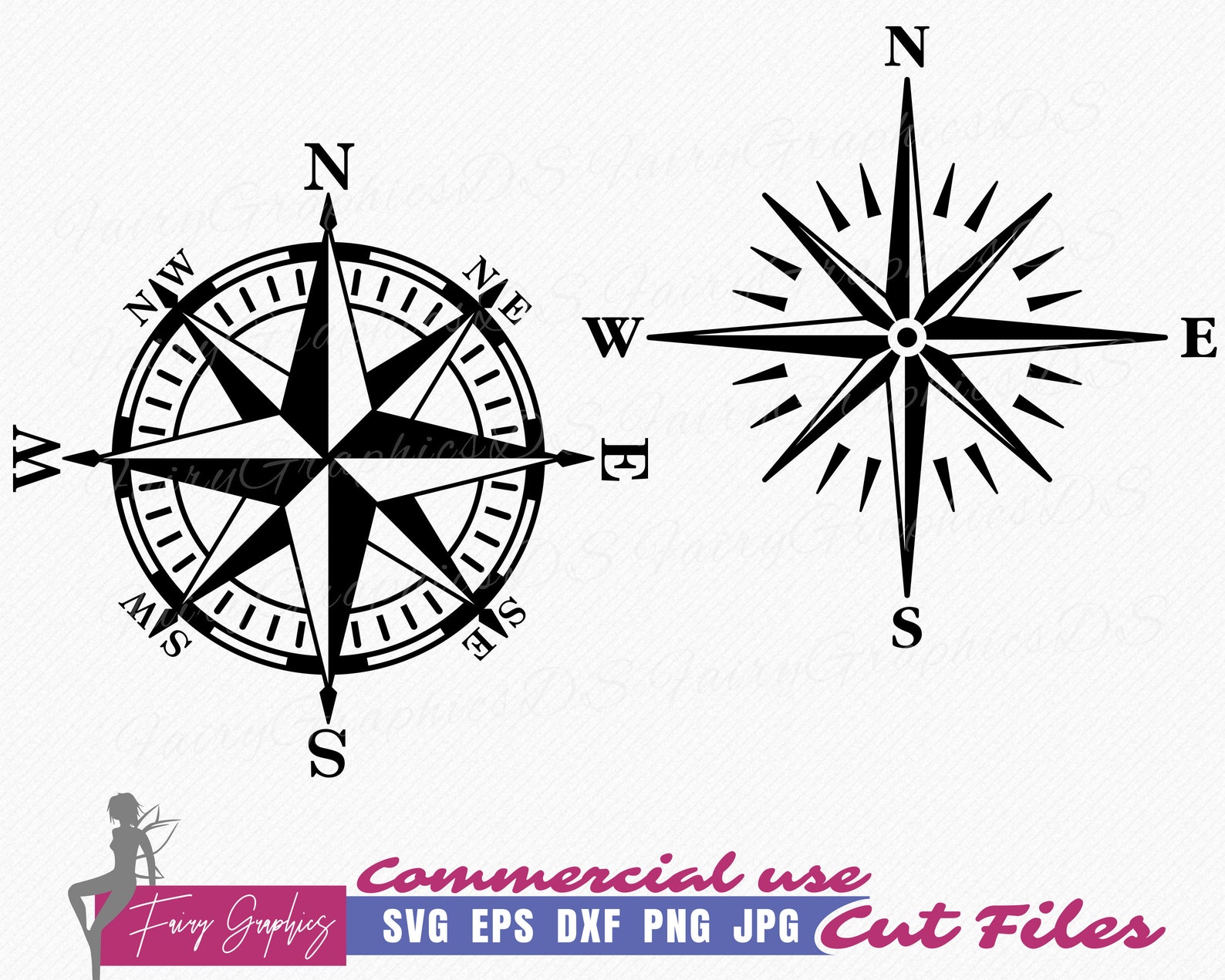 Compass Rose SVG Cut Files Compass Vector Nautical Compass | Etsy Canada