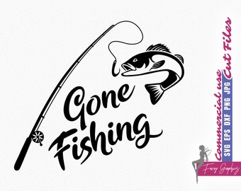 Pliki do cięcia i clipartów Gone Fishing SVG, Funny Fishing t-shirt SVG, Love Fishing SVG pliki do cięcia i clipartów - do użytku komercyjnego