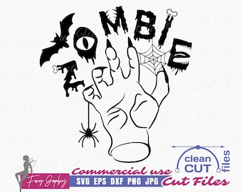 Archivos de corte y elaboración de SVG de mano de zombi, SVG de bruja, SVG de Halloween